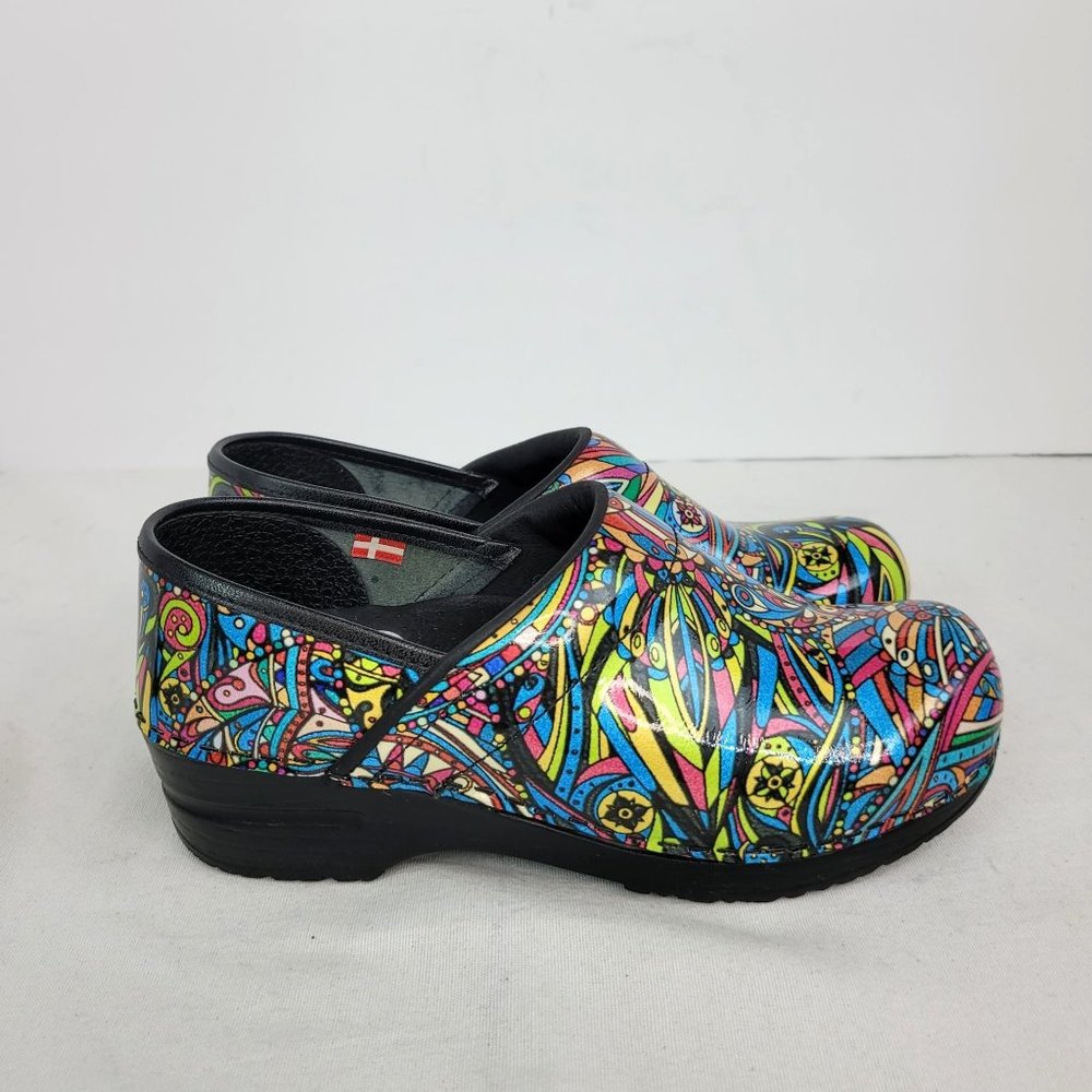 Sanita Multicolor Print Women's Leather Clogs US Size 6.5 EU 37